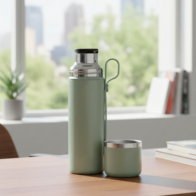 28 oz, vert, tasse isotherme en acier inoxydable, contenant de voyage portable pour boissons chaudes, en particulier café et thé.
