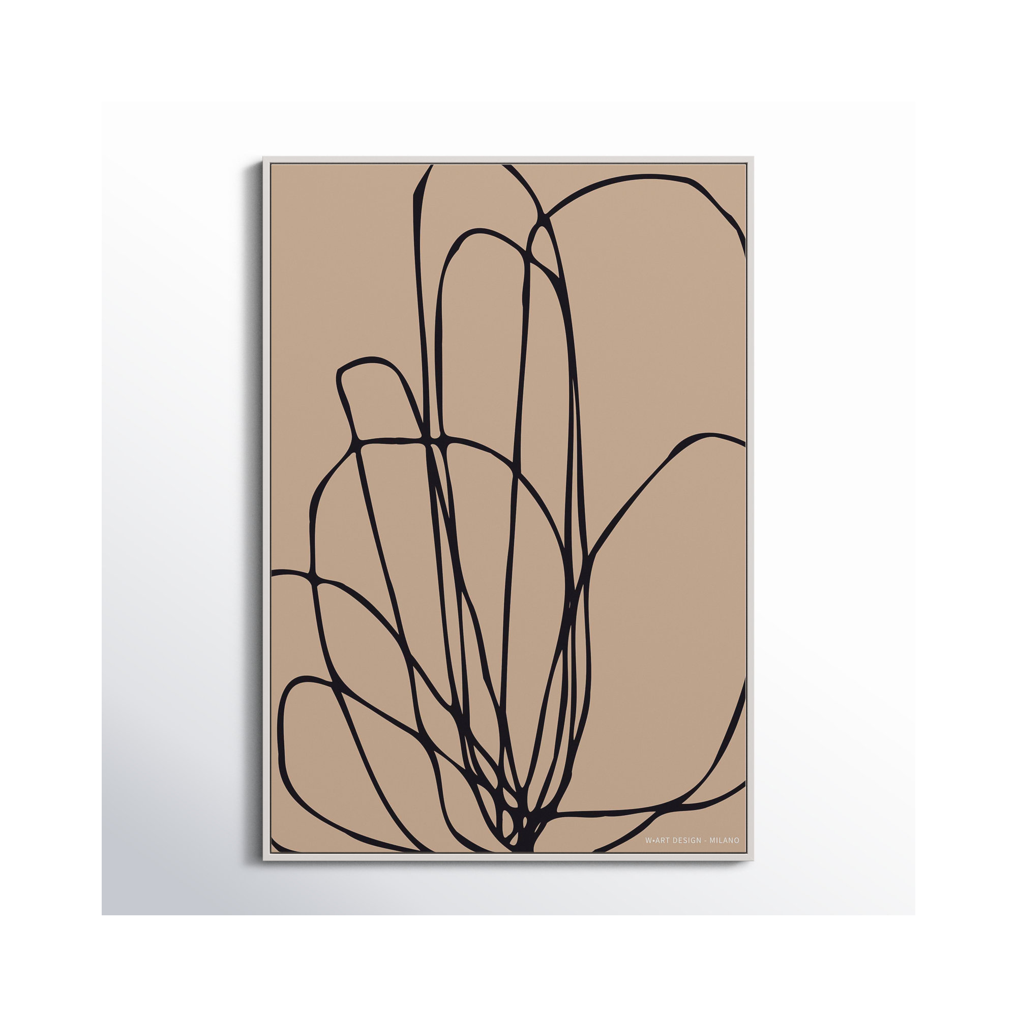 Tracings 3 by Romina Gadler, White Framed Canvas, 38" H x 26.5" W x 1.25" D