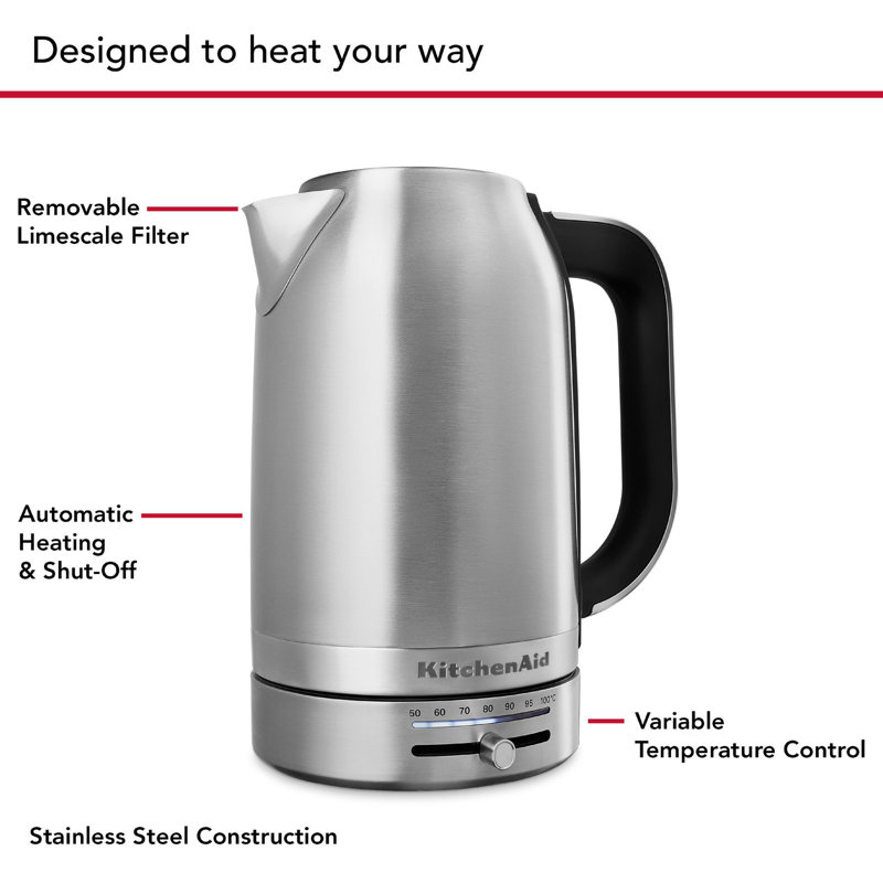 KitchenAid 1.7 Liter Electric Kettle, Silver