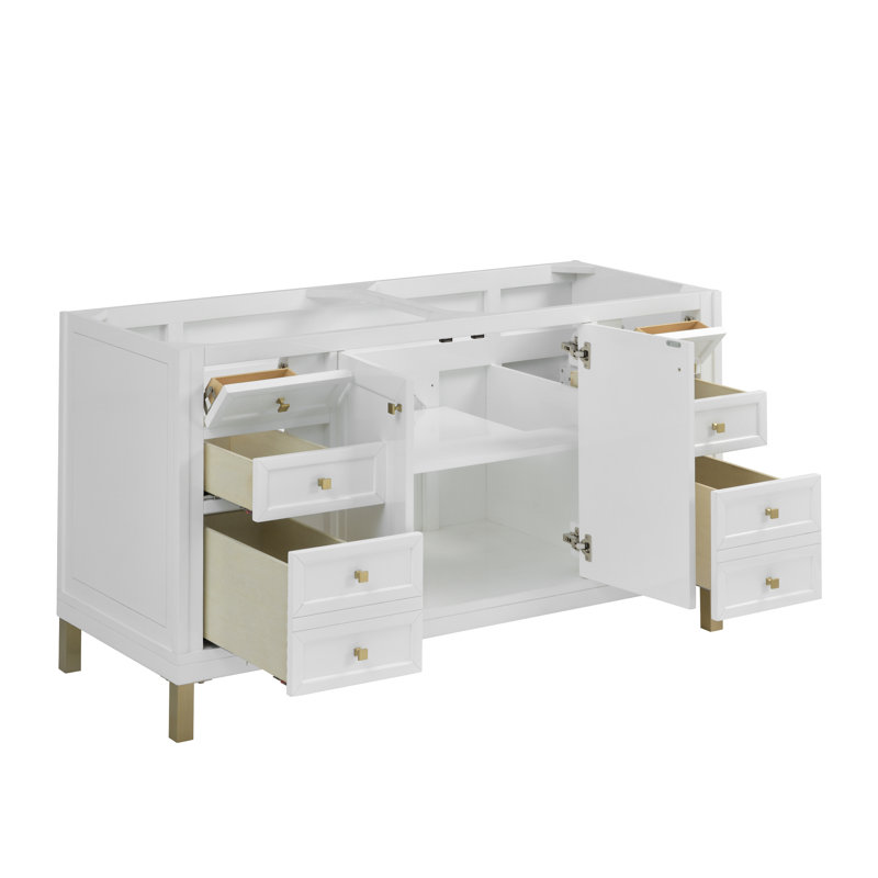 Chicago 60'' W Double Vanity, Eternal Jasmine Pearl, Glossy White