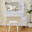 Modern Makeup Vanity Desk With LED Lights & Mirror, 4 Drawer Dressing Table Set With Stool, 3 Colors Dimmable Brightness, Space-Saving For Bedroom-856048258