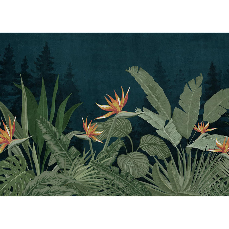 Tropical Leaf Peel & Stick Floral Border, 120" L x 168" W