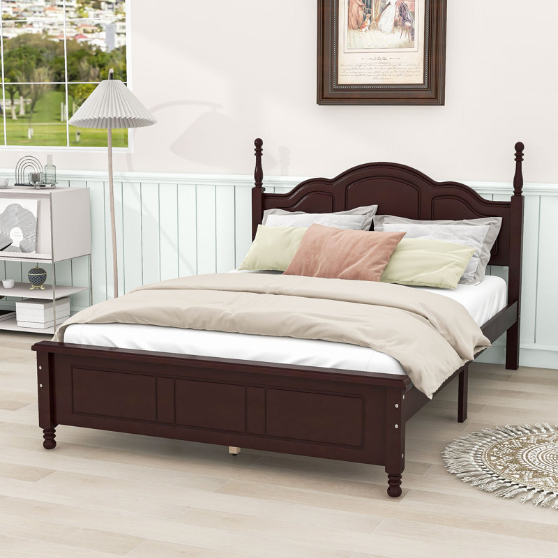 Brochan Wood Platform Bed with Headboard, Dark Walnut, Full