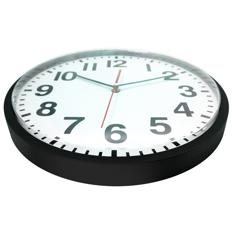 Waldschmidt Office Round Plastic Wall Clock 13 Inches - Black