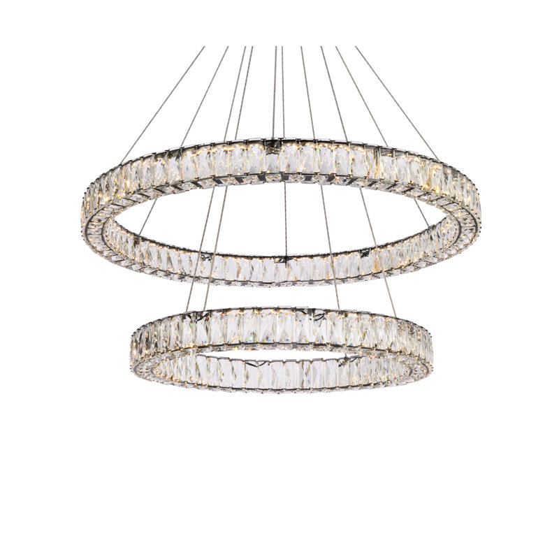 Lustre ovale en cristal 2 lumières Steveson, H 12 po x l 36 po x P 36 po, Noir