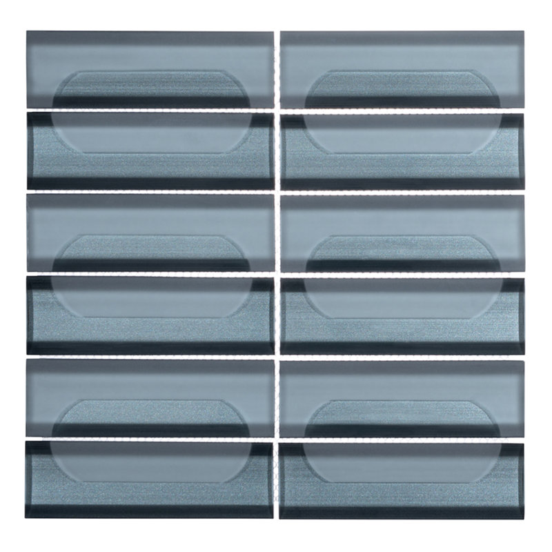 Neramos 2" x 6" Glass Grid Mosaic Wall Tile, Dark Blue