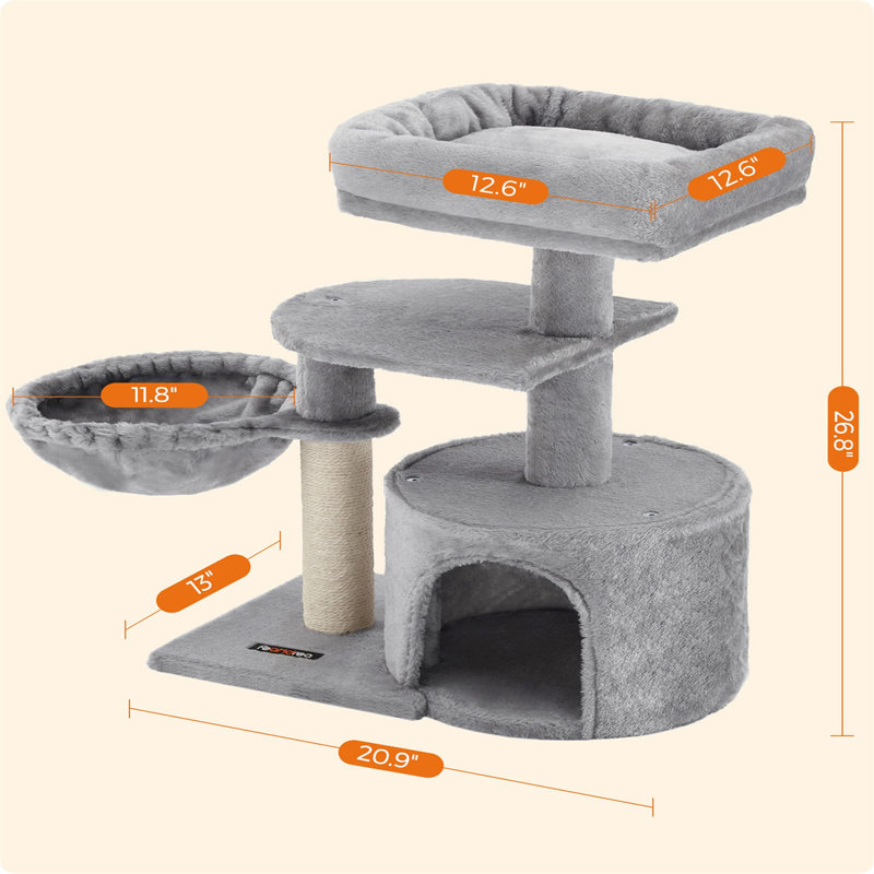 Arbre à chat H 26,81 po Falih, Gris