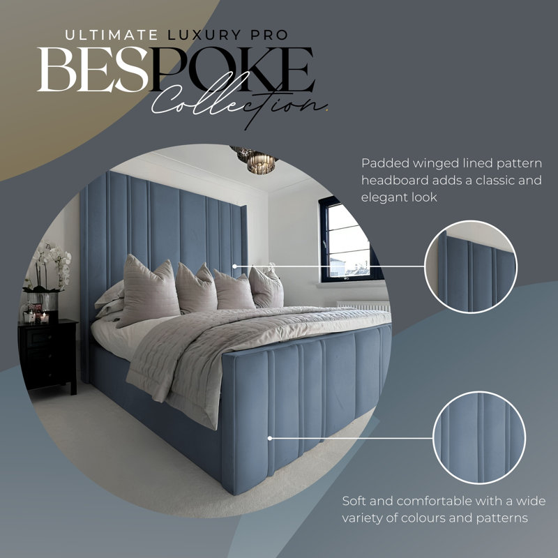 Ottoman Upholstered Bed - Moondift Plush Velvet Gas Lift Storage with Headboard, Steel, 142 x 162 x 213 cm