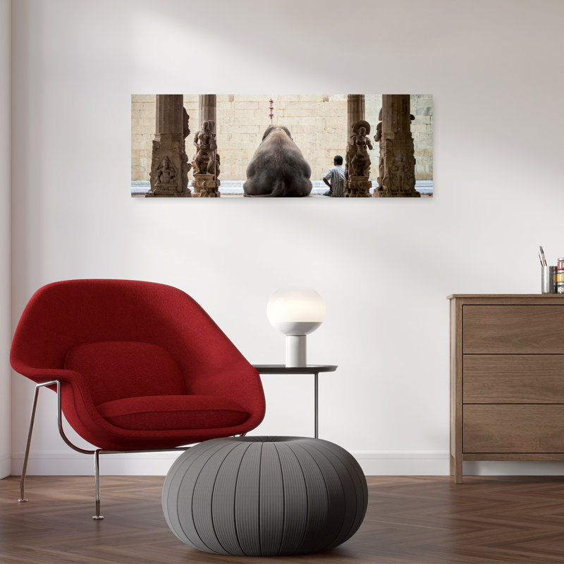 Sacred Temple Elephant 1 Piece Wrapped Canvas Panoramic Wall Art, 91.44 cm H x 30.48 cm W