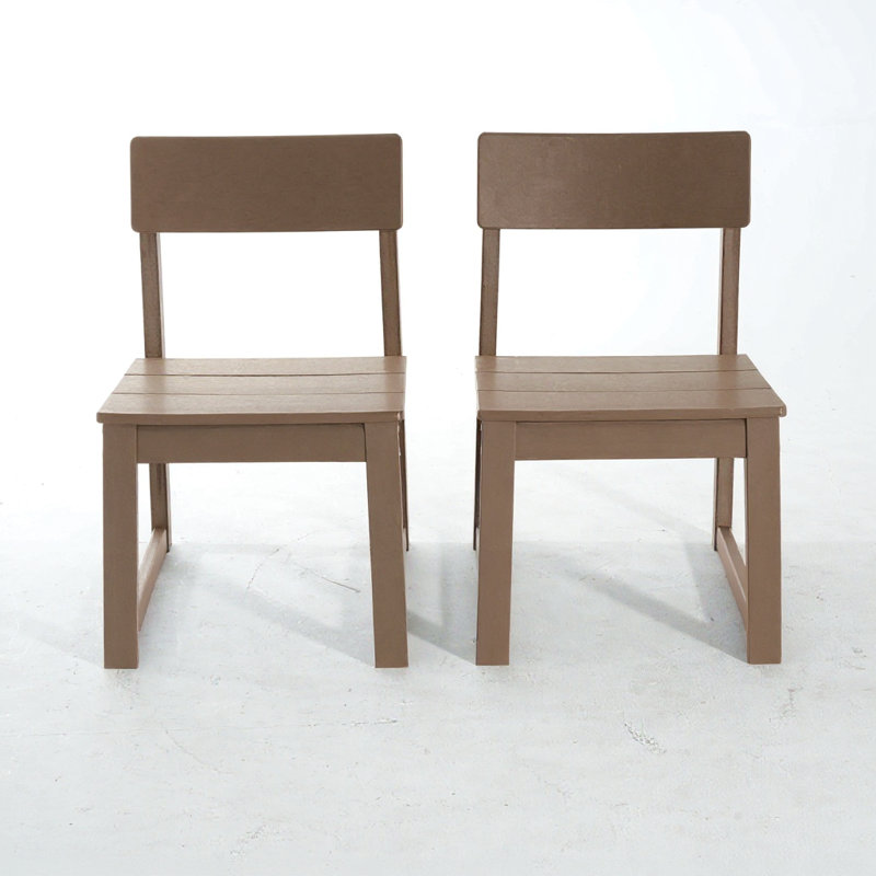 Ensemble de 2 chaises d'extérieur et de jardin Hdpe, Brun