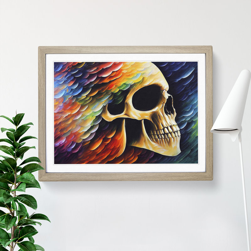 XH1022-7850X Skull In Colour Vol.2 Abstract - Single Picture Frame Print, Oak Framed, 34cm H x 46cm W x 2cm D