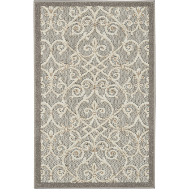 Miraloma Machine Woven Geometric Indoor / Outdoor Rug, Rectangle 2'8" x 4'