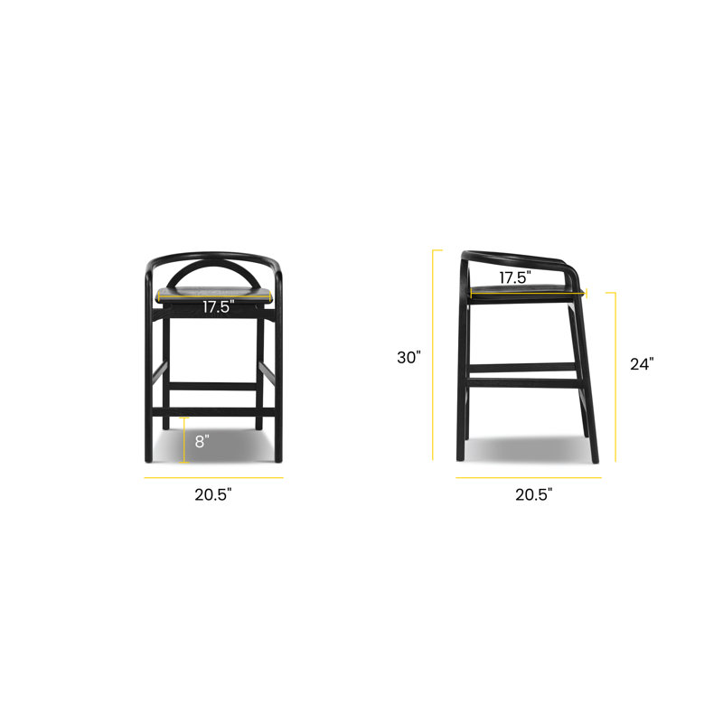 Maroma Counter Stool with Solid Wood Frame, Black