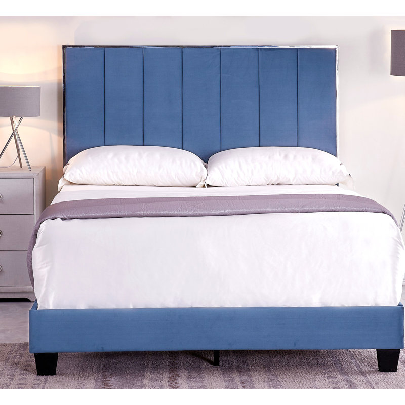 Upholstered Standard Bed, Prussian Blue, Queen