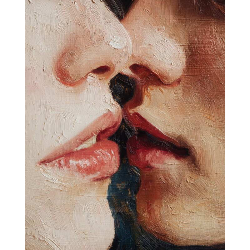 «Soft Kiss Moment», art mural sur toile tendue, H 48 po x l 36 po x P 1,5 po