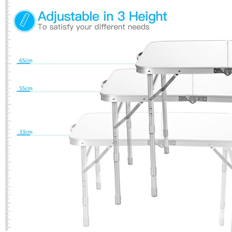 Aubriela 80cm Rectangular Adjustable Folding Table
