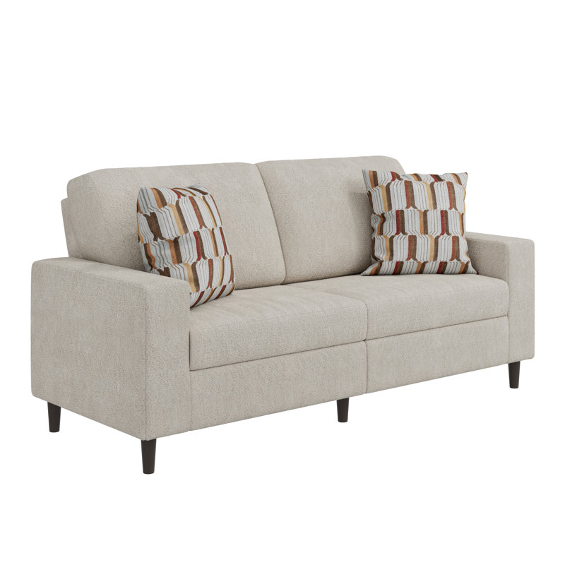 Canapé à accoudoirs carrés 77,5 po Yosselin, Beige Boucle