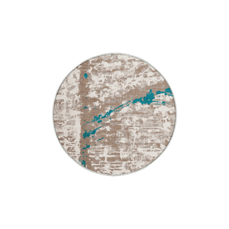 Tapis beige soyeux et moelleux, Rond 4 pi