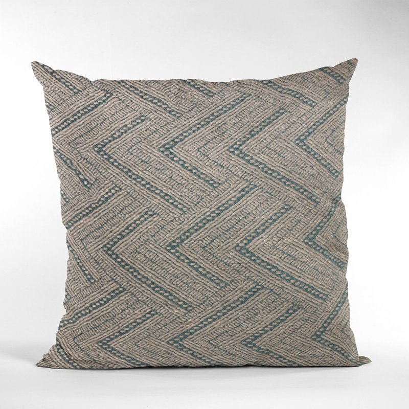 Blue and Beige Geometric Linen Blend Throw Pillow 24" x 24"