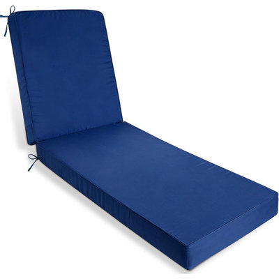 Outdoor Chaise Lounge Cushions, Waterproof Fade-resistant Patio Pool Lounger Replacement Chair Pads With Ties, Deep Blue