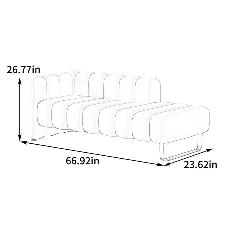 Chaise longue rembourrée Latocha, Accoudoir à gauche (vu de face)