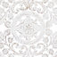 Décoration murale blanche sculptée à la main en bois blanc avec motif mandala, 36 po x 2 po x 36 po