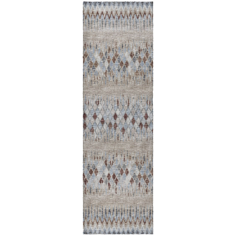 Premium Machine Washable Dream Shag Chevron Rug, Blue, 2'3" x 7'6" Runner