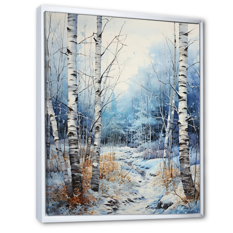 Virgus Birch Woods Winter Moonrise III, H 20 po x l 12 po x P 1 po, Cadre flottant blanc