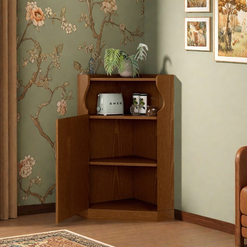 Élégante armoire de coin multifonctionnelle avec rangement, Brun