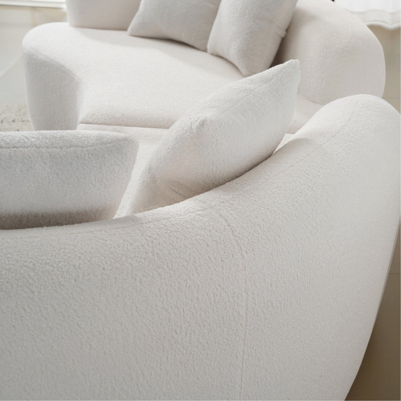 Canapé courbé rembourré pour petits espaces d'intérieur, Blanc
