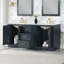 Ensemble de meuble-lavabo double 72 po avec comptoir en pierre d'ingénierie blanche sans miroir Gazsi-435269777