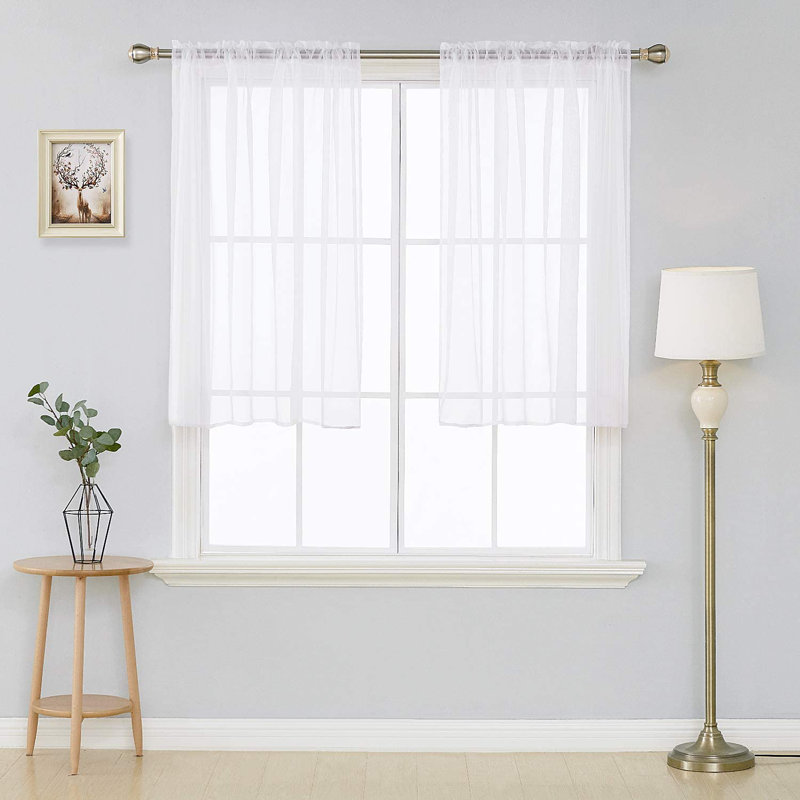 Rideaux en voile avec passe-tringle, Blanc, L 52 po x L 45 po