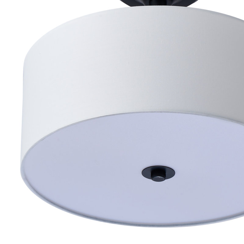 Plafonnier semi-encastré en tissu 13 po, Noir mat