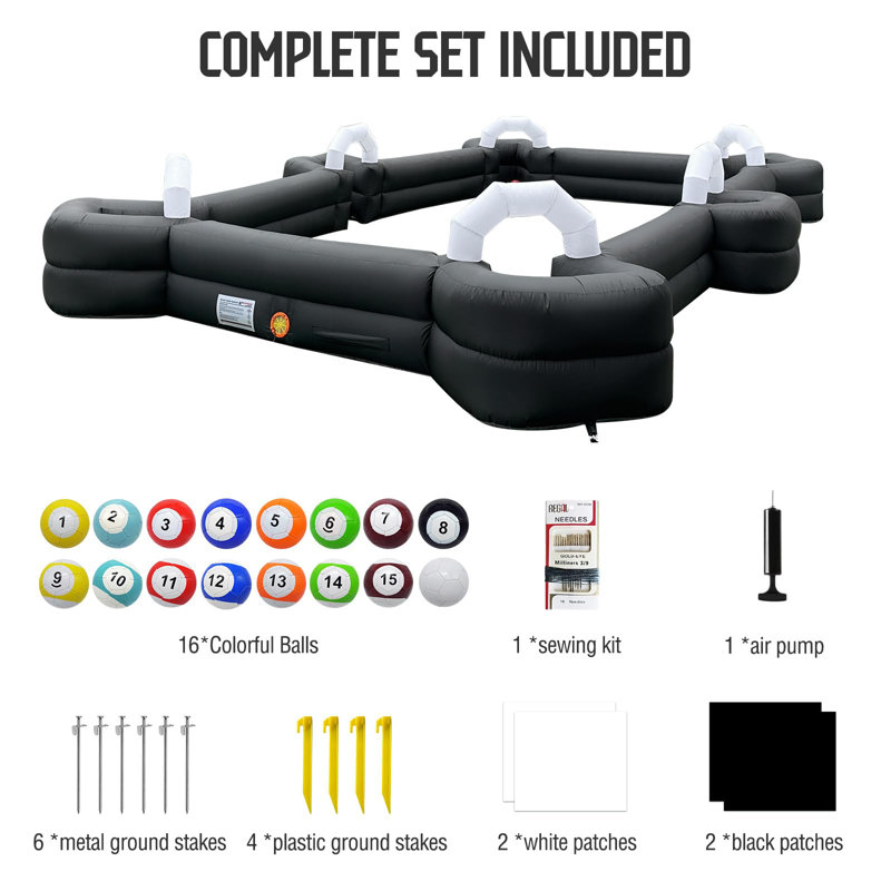Table de billard gonflable de 7,9 m avec souffleur et 16 boules - Jeu de soccer gonflable pour fête foraine, TQ-02