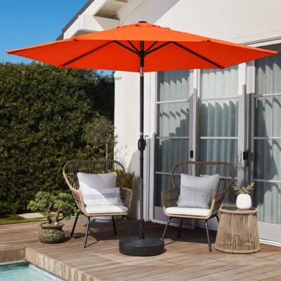 Parasol de jardin 7,5 pi, parasol de jardin extérieur, parasol avec bouton-poussoir et mécanisme à manivelle pour le jardin, la terrasse, la piscine et la cour arrière, sans la base du parasol, orange