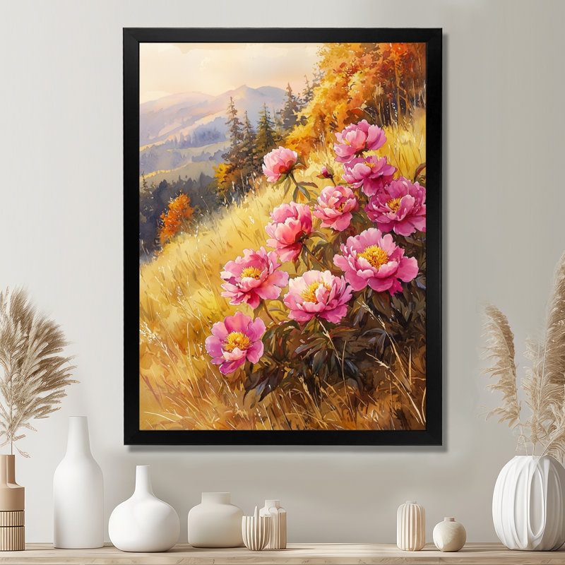 Basden - Floral Canvas Wall Art, 32" H x 24" W, Black, Reproduction encadrée d'une seule photo