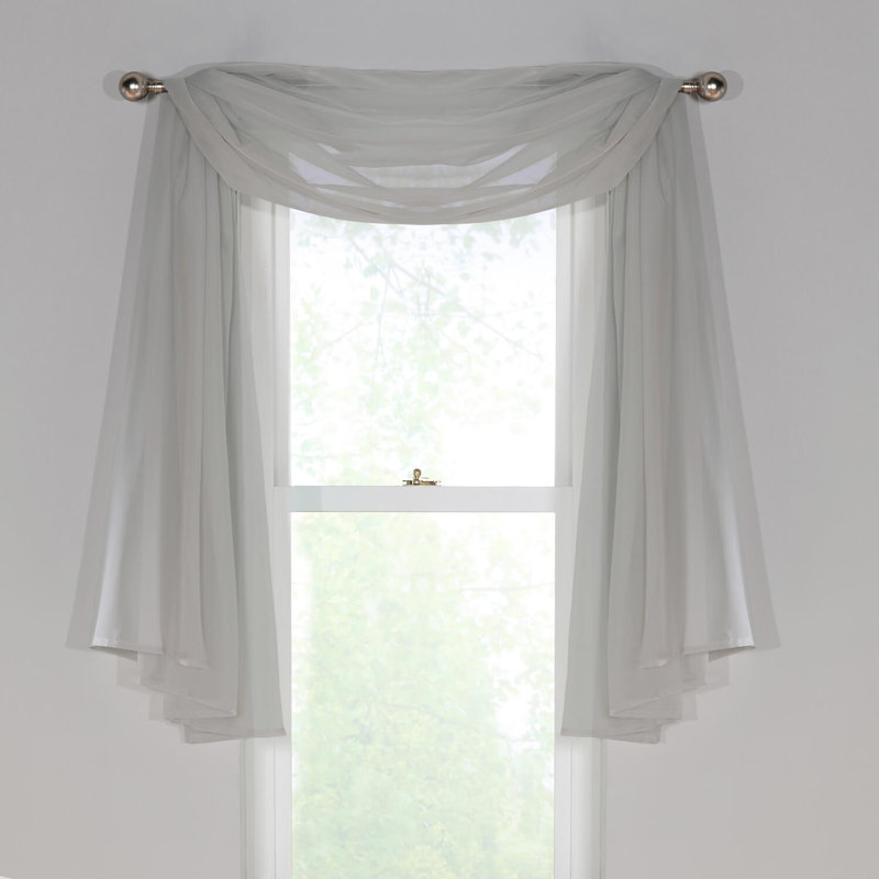 Adolfus Semi Sheer Window Scarf Single Panel, Pale Grey