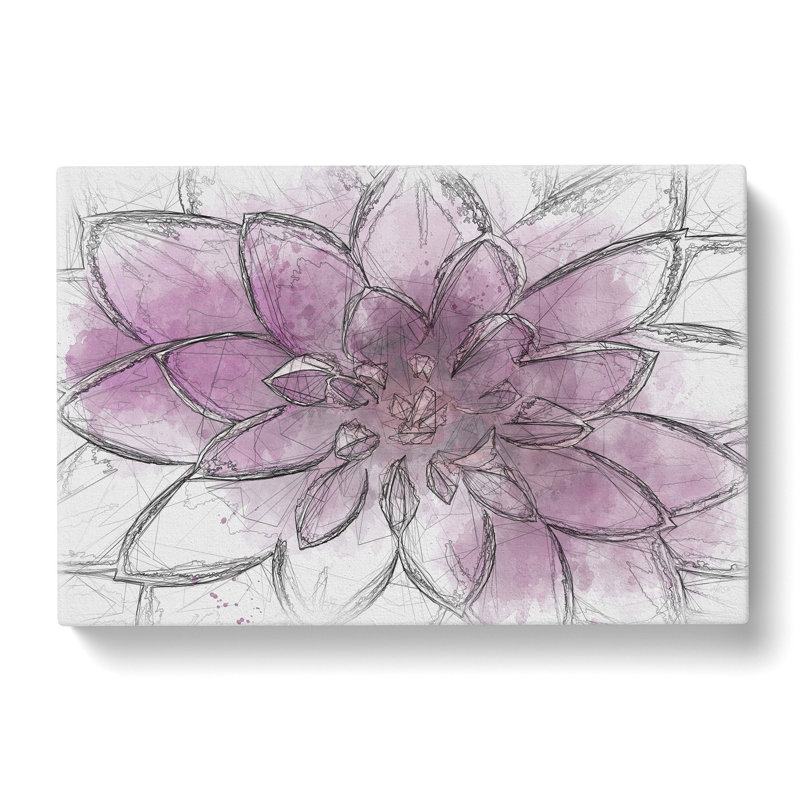 Pink Dahlia Flower - Wrapped Canvas Painting, 40cm H x 60cm W x 3cm D