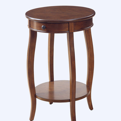 Walnut wood side table with drawer.