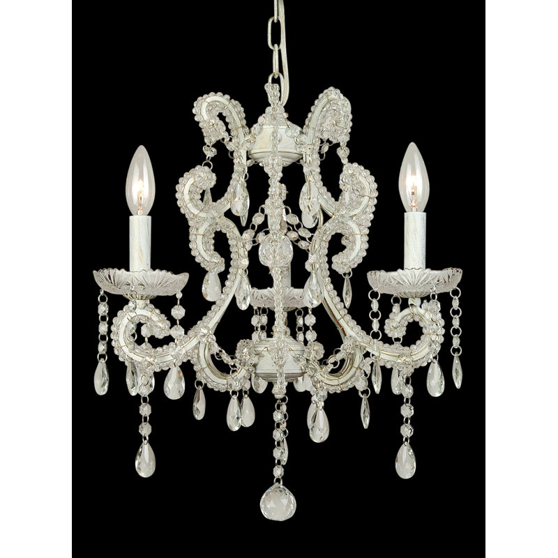 Style bougie classique/traditionnel 3 lumières lustre Brock, Blanc / Transparent