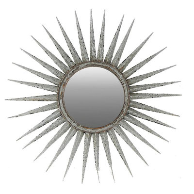 Miroir d'appoint mural 30 "gris argenté Sunburst