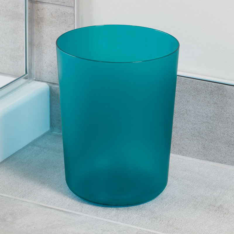 Teal Round Plastic Compact Waste Basket, 2.4 Gallons