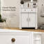 Meuble-lavabo de style ferme blanc de 70,3 cm (27,66 po), autoportant, avec base à colonnes romaines et rangement