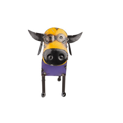 Recycled Metal Colorful Cow-small