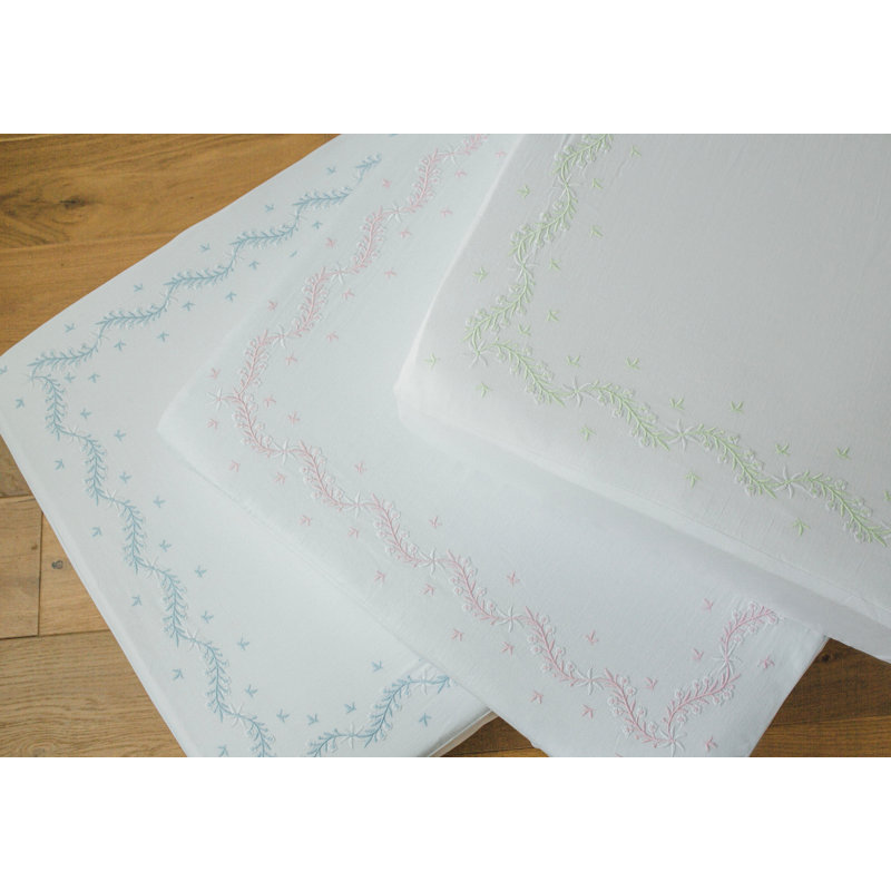 Drap pour lit de bébé brodé Blush