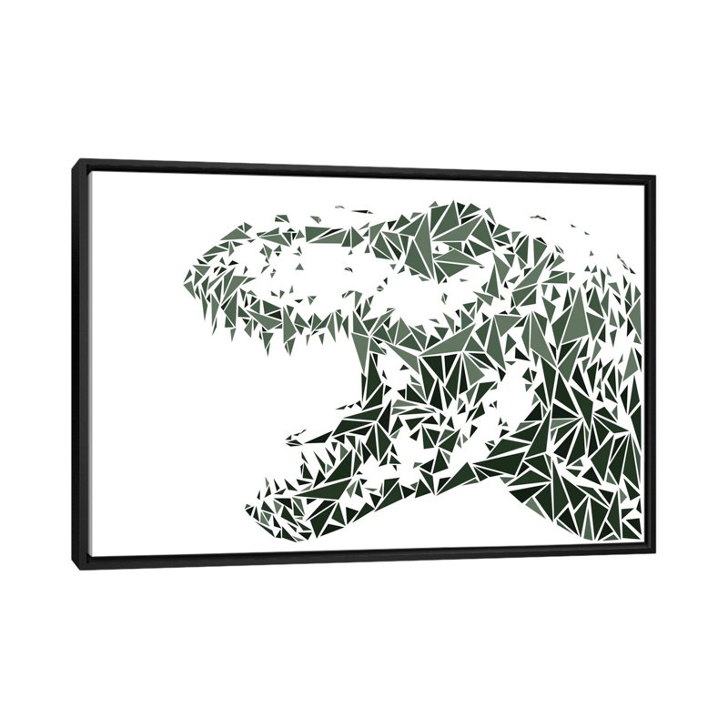 « tyrannosaure rex », impression sur toile tendue, H 40 po x l 60 po x P 1,5 po, Toile avec cadre noir, Pas de tapis