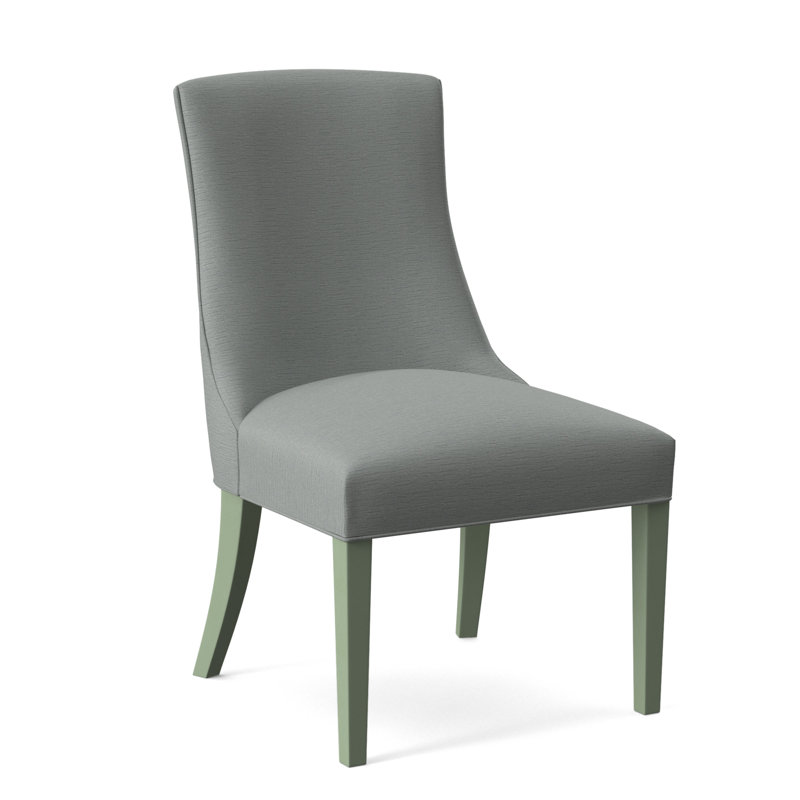 Tuxedo Slipper Dining Chair, Beige Performance Fabric; 0851-73, Celery Finish