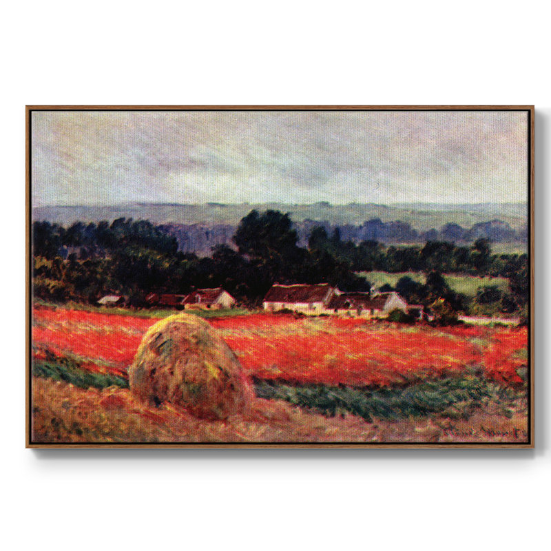 «The Poppy Blumefeld (The Barn)», reproduction sur toile par Claude Monet, H 27 po x l 41 po x P 2 po, Toile avec cadre noyer