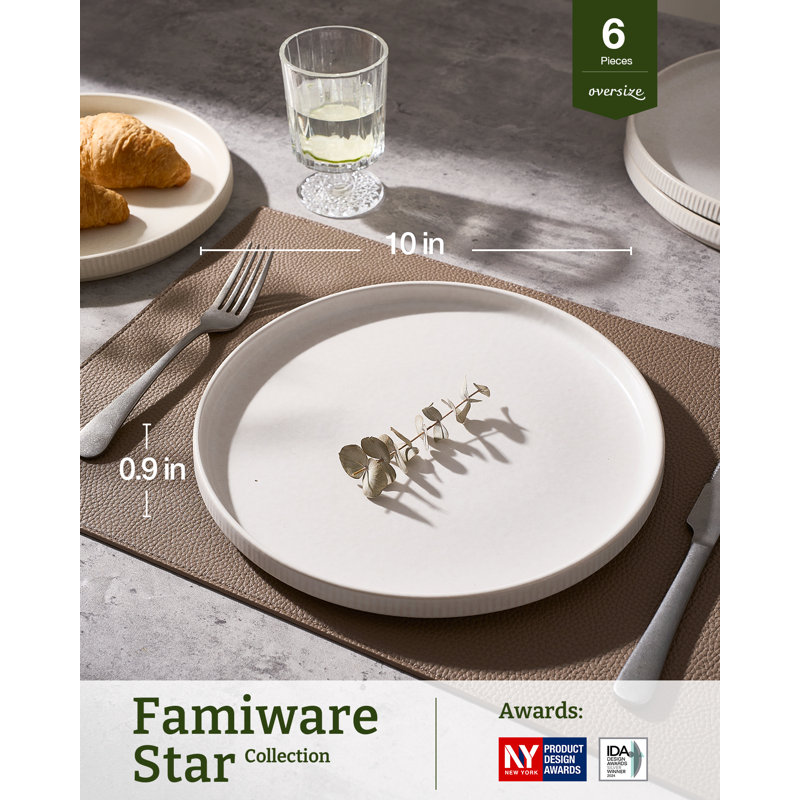 Assiette plate en grès de 10 po Azal, Blanc mat