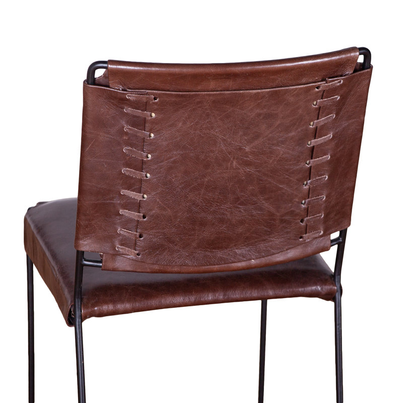 New York Upholstered Dining Chair, Leather Chocolate